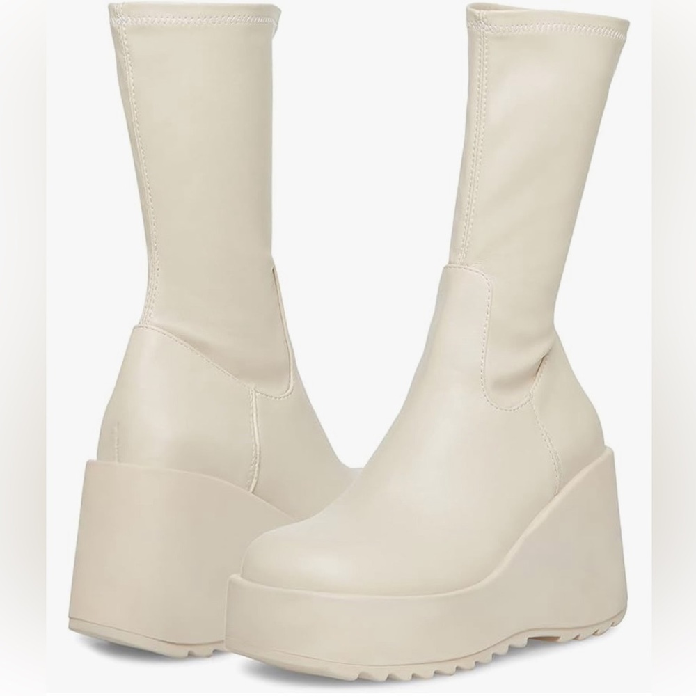 Steve Madden | Proceed Platform Wedge Boots in Bone, size 8.5US